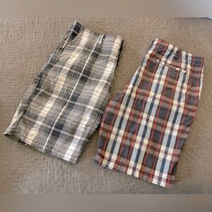 Bundle of 2 Pairs Plaid Shorts Gray Red size 36W men’s preppy 100% cotton